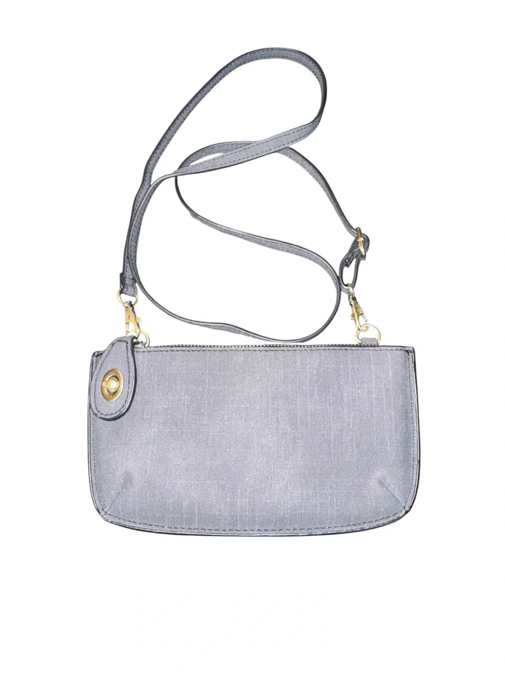 Joy Gray Crossbody Bag Convertible Clutch Gold Tone Hardware